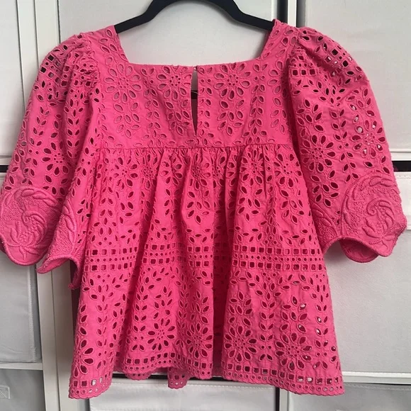 RHODE Mika eyelet blouse pink XS - Picture 11 of 14